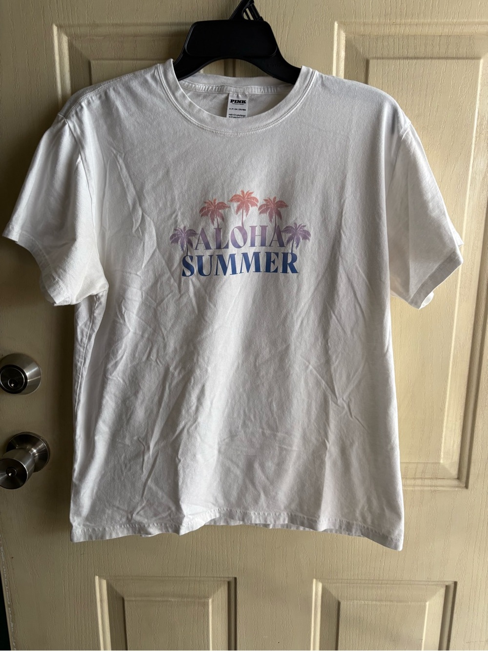 PINK Victoria's Secret White Aloha Summer Graphic Tee